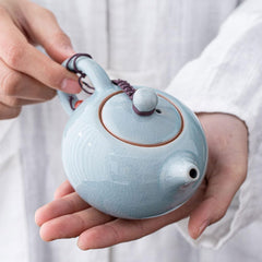 Sky Blue Crackle Glaze Teapot - Porcelain Loose Leaf Brewer