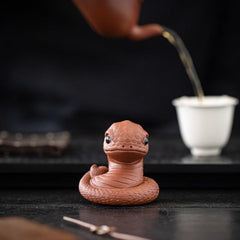 Zisha Snake Tea Companion - Handmade Purple Clay Tea Pet