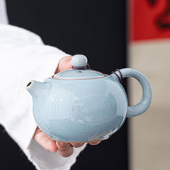 Sky Blue Crackle Glaze Teapot - Porcelain Loose Leaf Brewer
