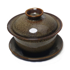 Color-Glazed Porcelain Gaiwan - 5.6oz Traditional Tea Bowl with Lid & Saucer