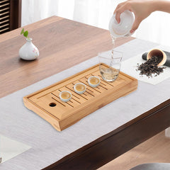 Drawer-Type Bamboo Tea Tray - Compact Drainage Board with Hidden Storage