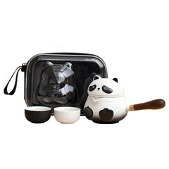 Panda Companion Travel Tea Set - Ceramic Pot with 2 Cups & Anti-Scald Handle