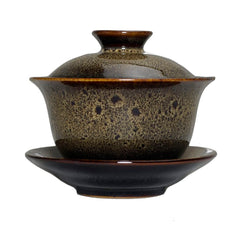 Color-Glazed Porcelain Gaiwan - 5.6oz Traditional Tea Bowl with Lid & Saucer
