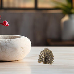Brass Peacock Tea Accent - Elegant Desktop Sculpture for Tea Space