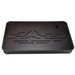Mountain Pattern Bamboo Tea Tray - 14.4" Storage Base for Gongfu Tea