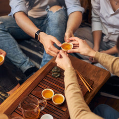 Mountain Pattern Bamboo Tea Tray - 14.4" Storage Base for Gongfu Tea