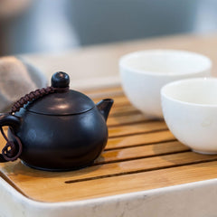 Mountain Pattern Bamboo Tea Tray - 14.4" Storage Base for Gongfu Tea