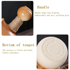 Ceramic Stovetop Teapot - 600ml Eagle-Spout Kettle for Charcoal & Grill