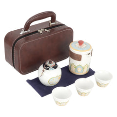 Lotus Travel Tea Set - 5-Piece Ceramic Kit in Leather Case