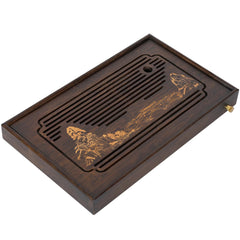 Bamboo Tea Tray with Drainage & Water Pump - Gongfu Tea Serving Board