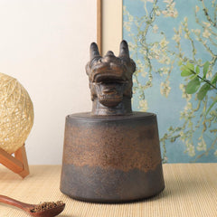 Golden Dragon Ceramic Tea Canister - 1000ml Handcrafted Zodiac Storage Jar