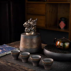 Golden Dragon Ceramic Tea Canister - 1000ml Handcrafted Zodiac Storage Jar
