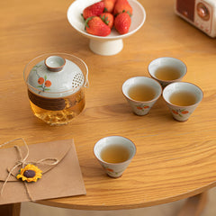 Persimmon Travel Tea Set - 4-Piece Ceramic Gongfu Set with Carry Case