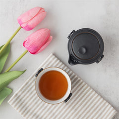 Solo Black Gaiwan Tea Set - Portable Ceramic Cup with Anti-Scald Handle