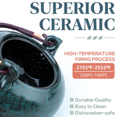 Fambe Blue Porcelain Tea Set - 7-Piece Ceramic Teapot & Cup Set with Stainless Filter