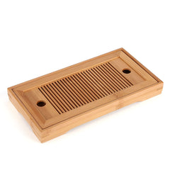 Compact Bamboo Tea Tray with Drainage - Dual-Layer Storage for Home & Office