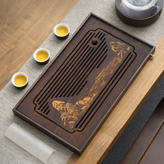 Bamboo Tea Tray with Drainage & Water Pump - Gongfu Tea Serving Board