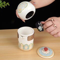 Lotus Travel Tea Set - 5-Piece Ceramic Kit in Leather Case