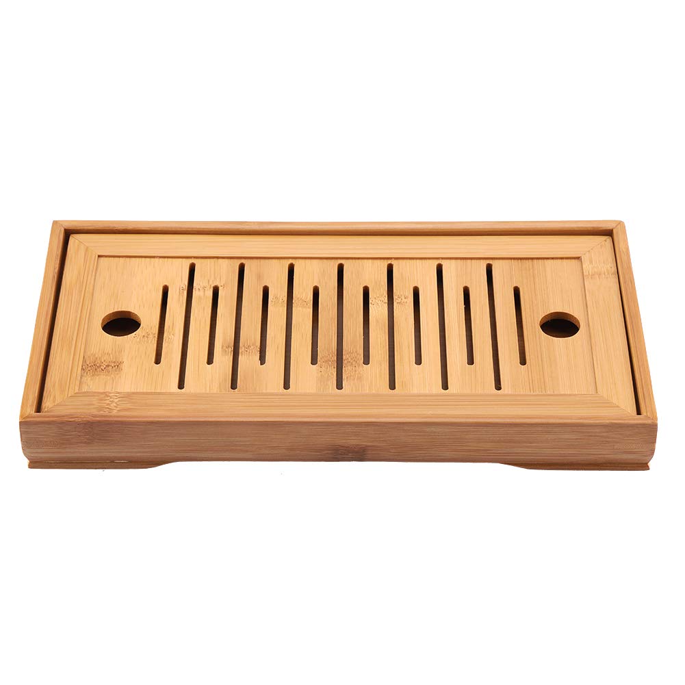 Drawer-Type Bamboo Tea Tray - Compact Drainage Board with Hidden Storage