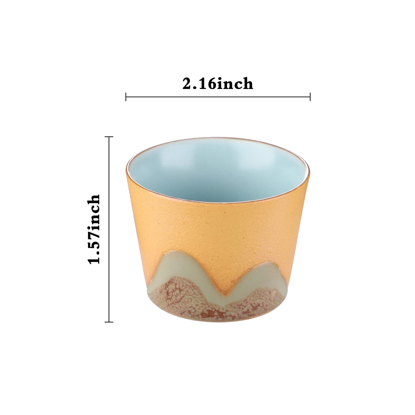 Set of 3 Retro Ceramic Tea Cups - Small Porcelain Cups for Tea & Sake