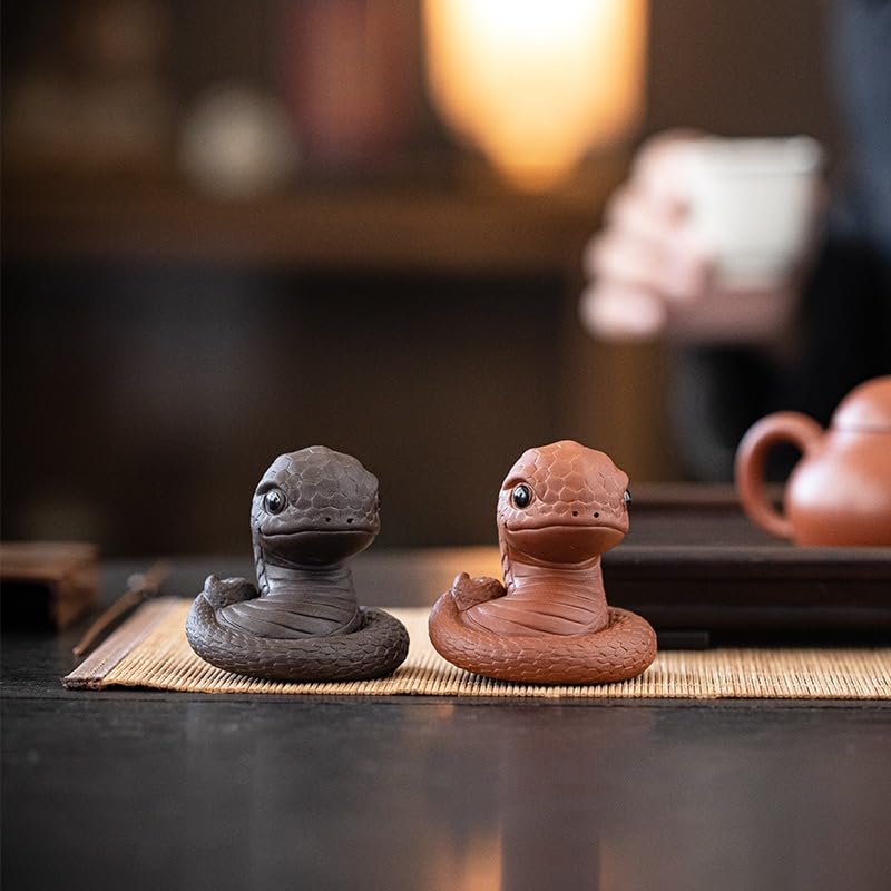 Zisha Snake Tea Companion - Handmade Purple Clay Tea Pet