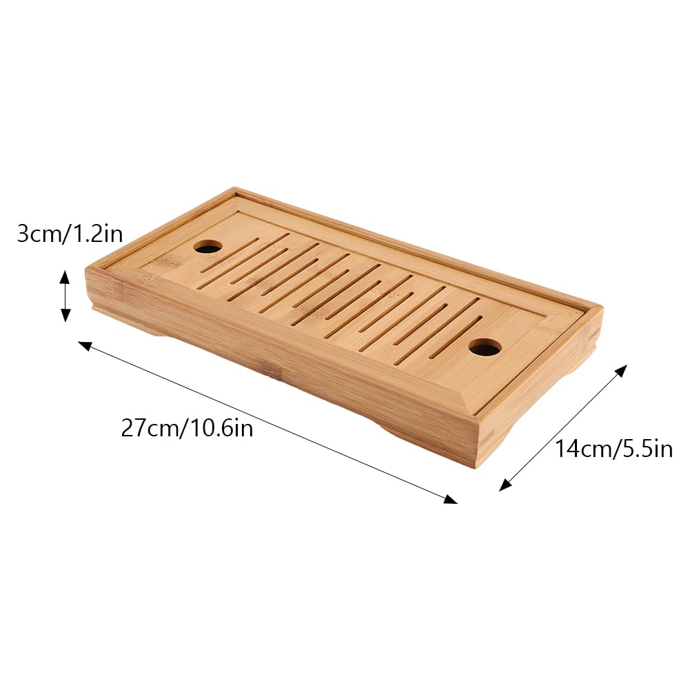 Drawer-Type Bamboo Tea Tray - Compact Drainage Board with Hidden Storage