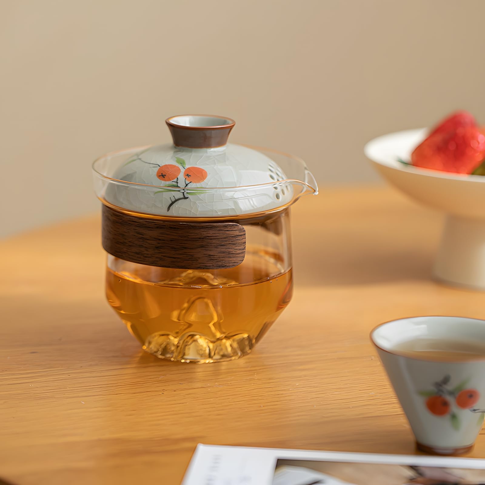 Persimmon Travel Tea Set - 4-Piece Ceramic Gongfu Set with Carry Case