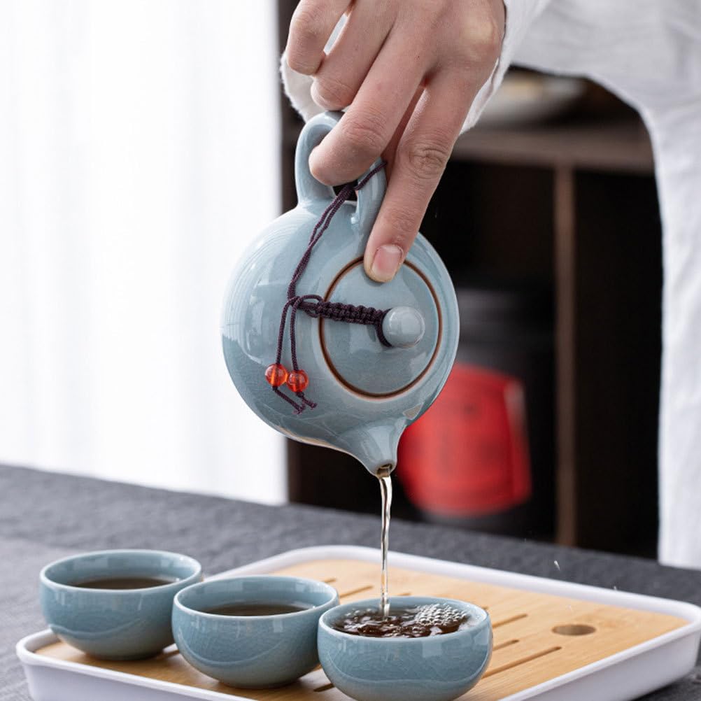 Sky Blue Crackle Glaze Teapot - Porcelain Loose Leaf Brewer