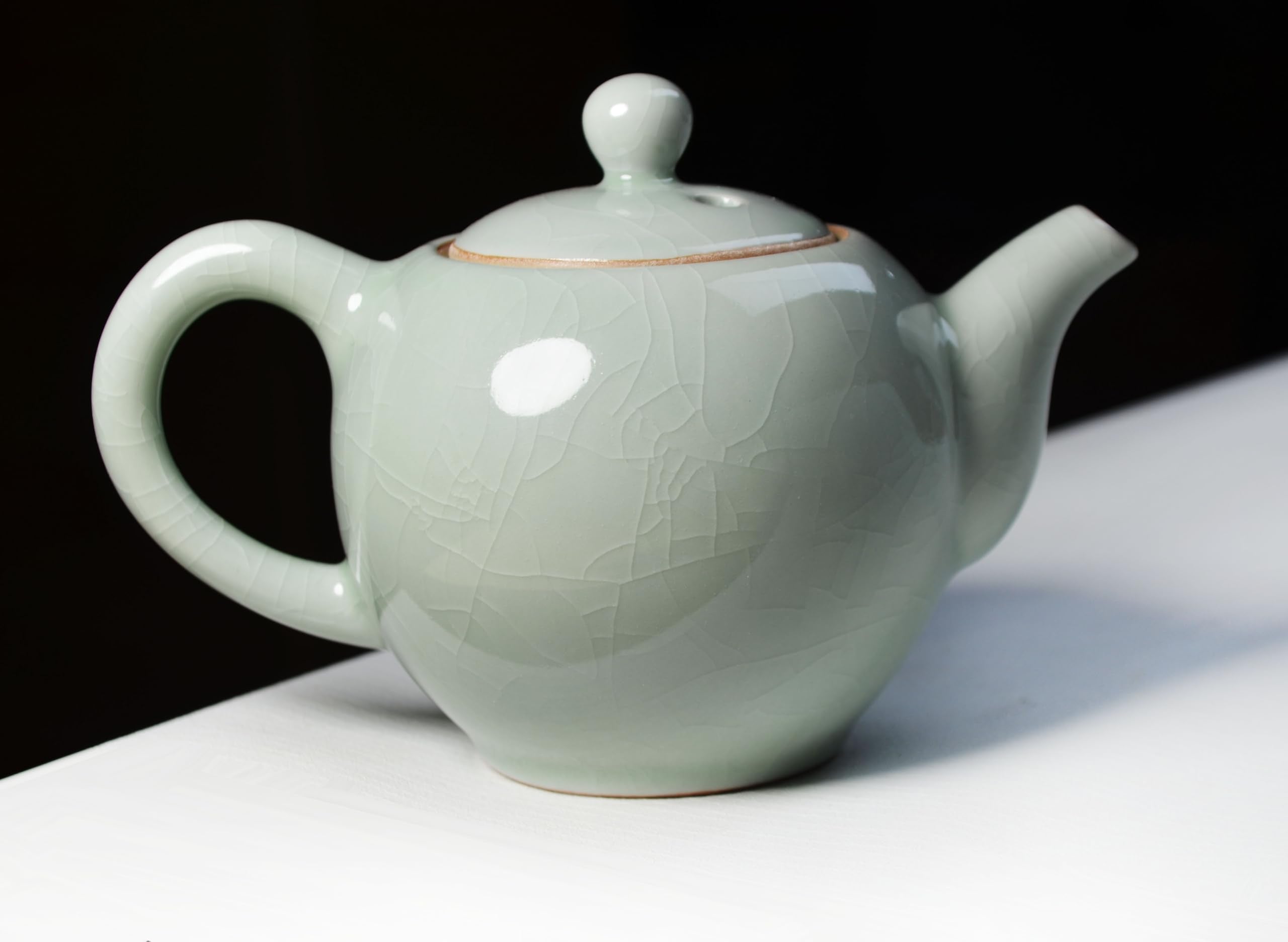 Ice Crackle Glaze Ceramic Teapot - 9oz Traditional Porcelain Teapot