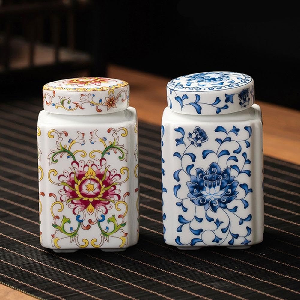 Blue and White Porcelain Ginger Jar - Ceramic Storage Canister with Lid