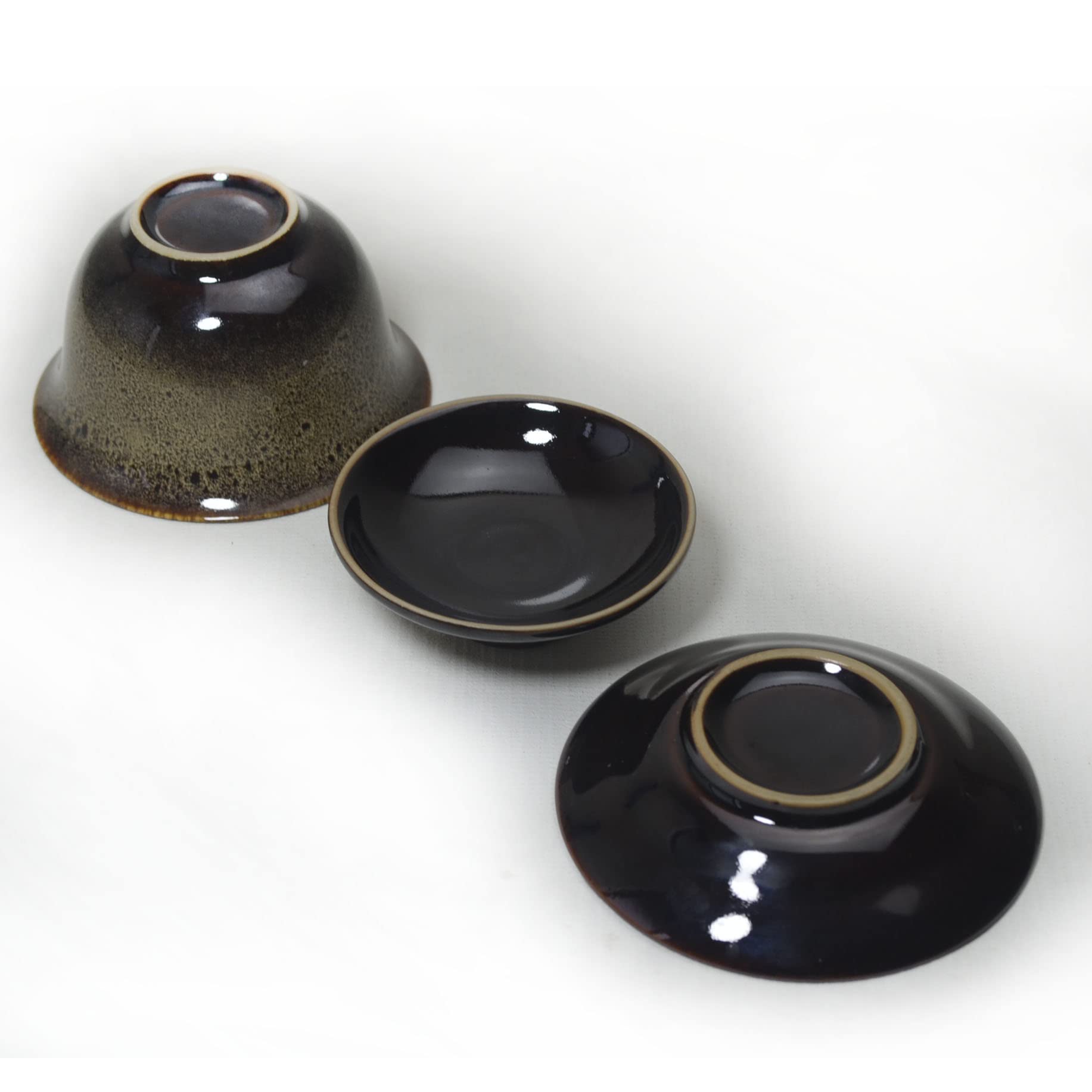 Color-Glazed Porcelain Gaiwan - 5.6oz Traditional Tea Bowl with Lid & Saucer