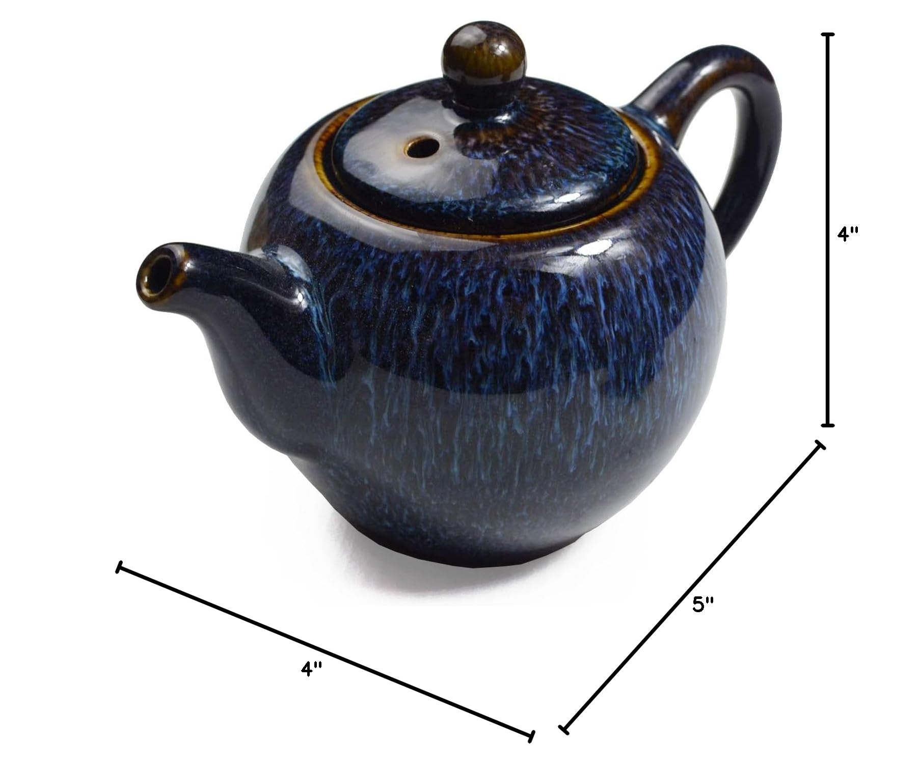Kiln-Glazed Mini Teapot - 9oz Traditional Porcelain Pot for Gongfu Tea