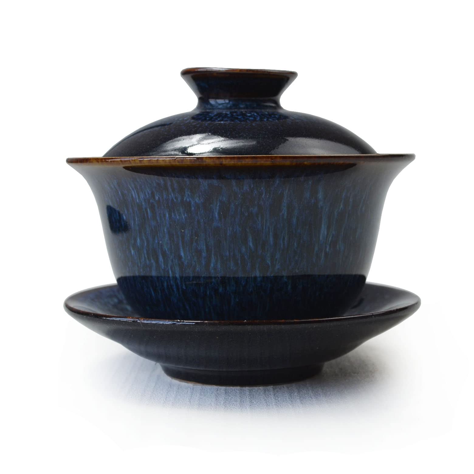 Color-Glazed Porcelain Gaiwan - 5.6oz Traditional Tea Bowl with Lid & Saucer