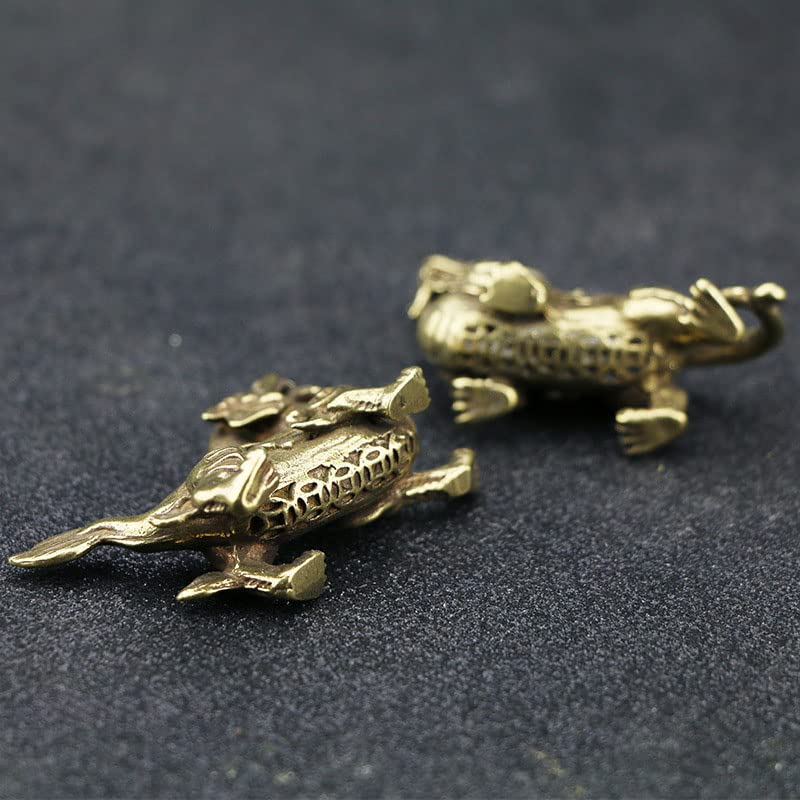 Pair of Mythical Brass Creatures - Yin Yang Tea Table Guardians