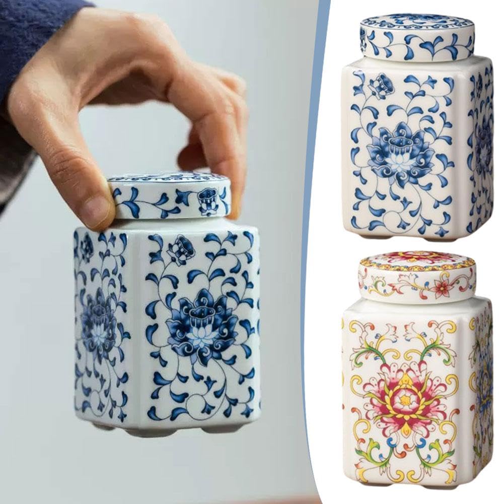 Blue and White Porcelain Ginger Jar - Ceramic Storage Canister with Lid