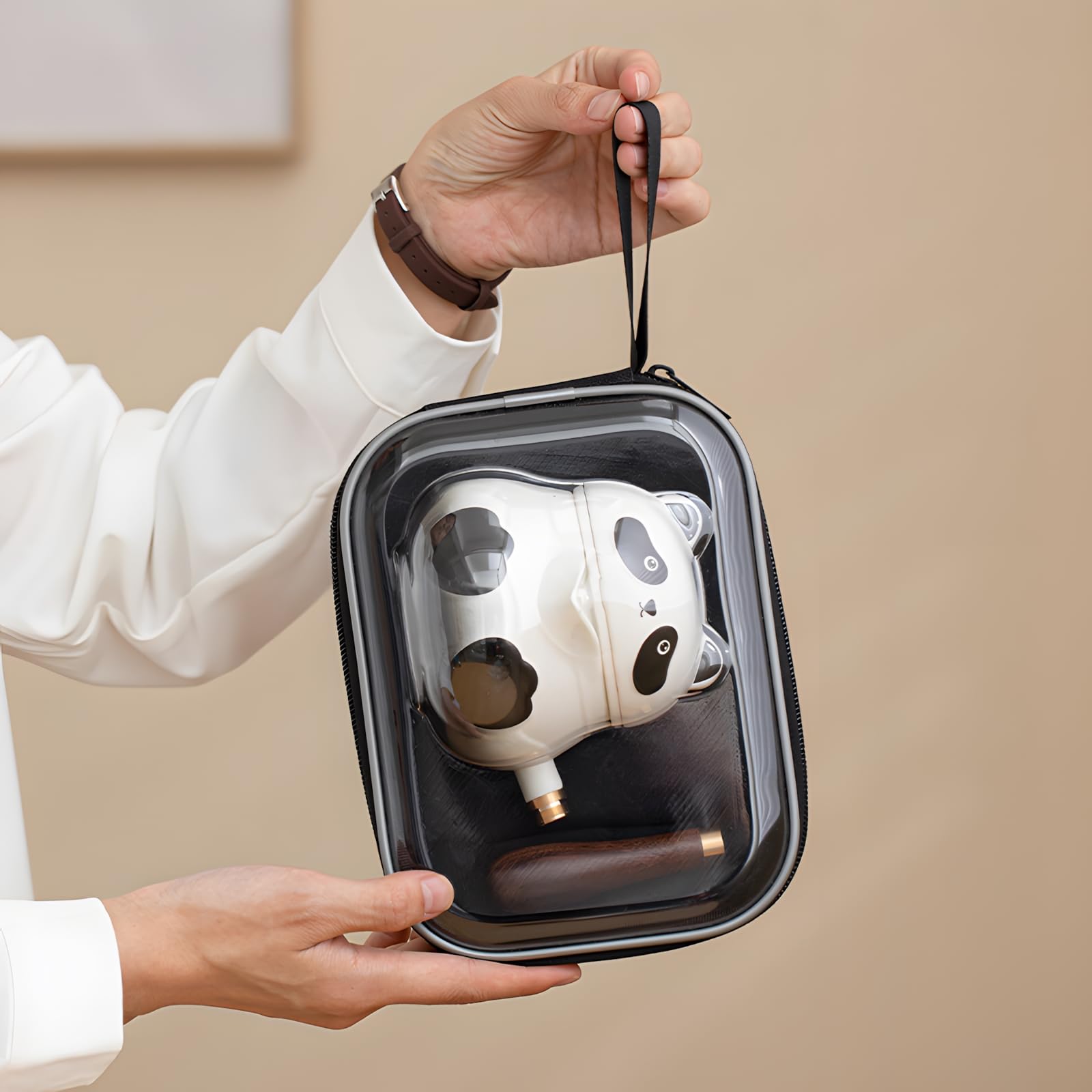 Panda Companion Travel Tea Set - Ceramic Pot with 2 Cups & Anti-Scald Handle