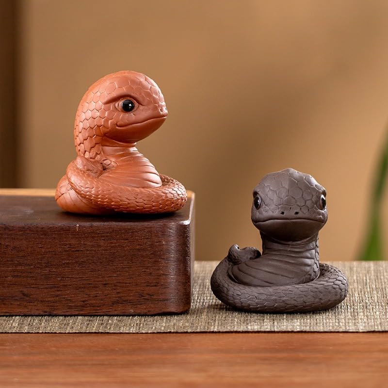 Zisha Snake Tea Companion - Handmade Purple Clay Tea Pet