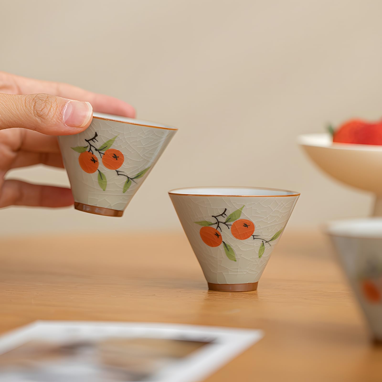 Persimmon Travel Tea Set - 4-Piece Ceramic Gongfu Set with Carry Case