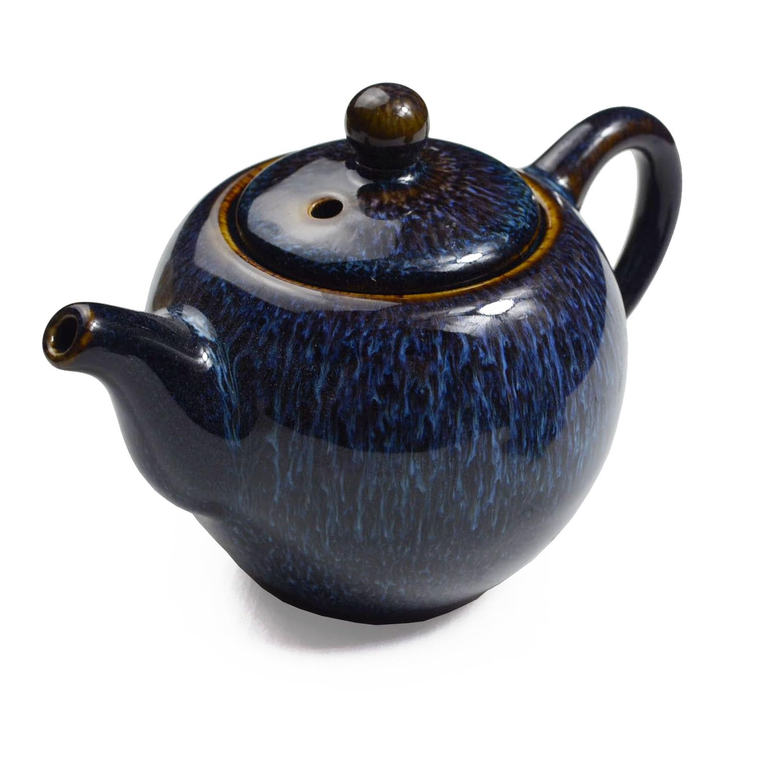Kiln-Glazed Mini Teapot - 9oz Traditional Porcelain Pot for Gongfu Tea