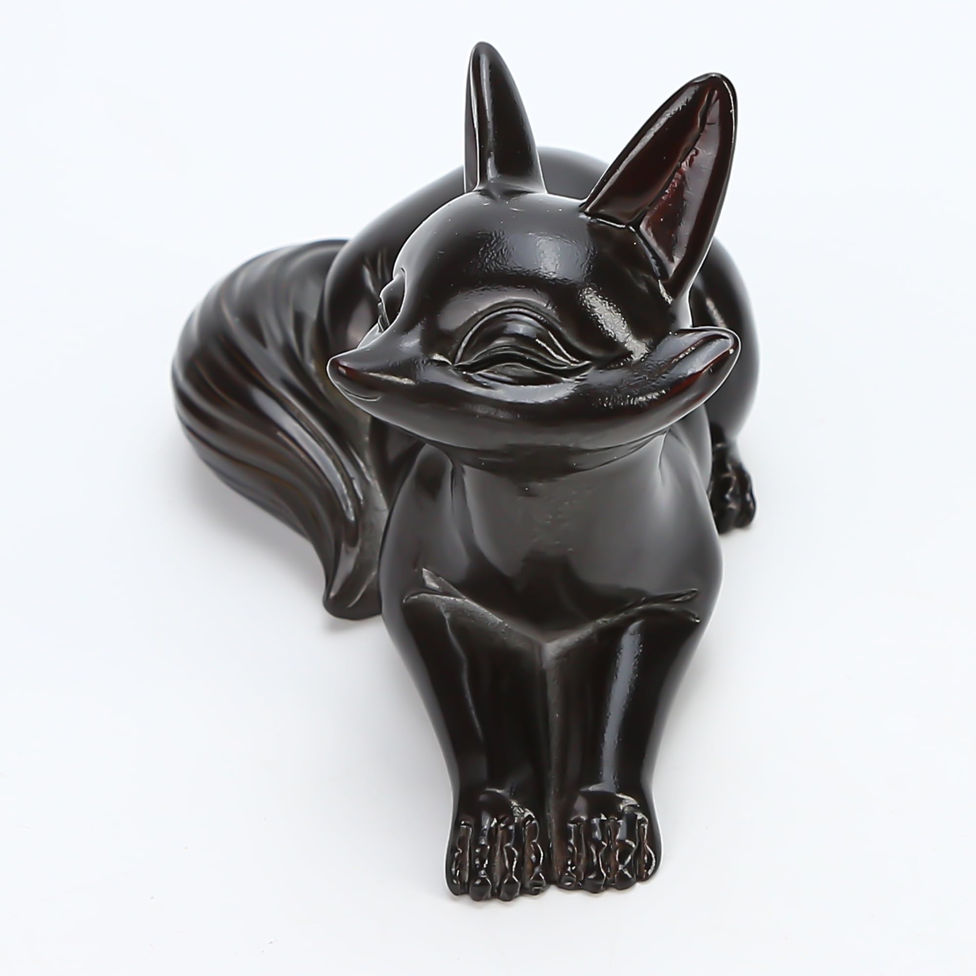 Heat-Sensitive Fox Tea Pet Duo - Color-Changing Resin Figurine Set