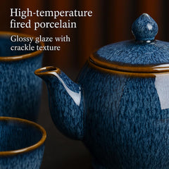 Blue Porcelain Gongfu Tea Set - 9-Piece Ceramic Set