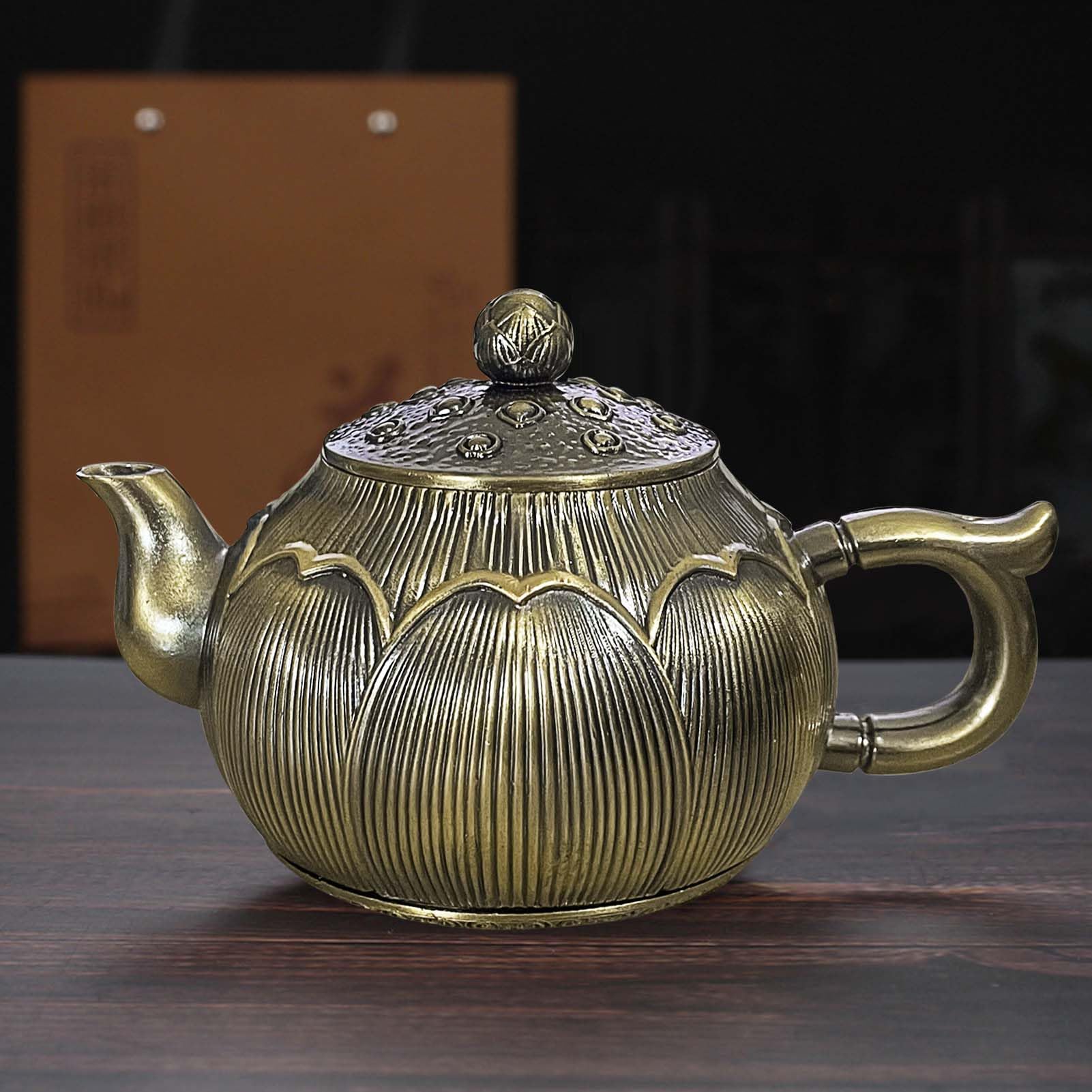 Mini Zinc Alloy Tea Set - Oriental Craft Teapot with 4 Cups & Tray