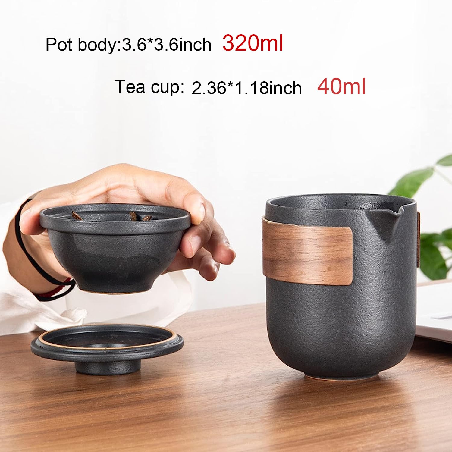Classic Travel Gongfu Tea Set - Portable Ceramic Pot with 4 Cups & Carry Bag