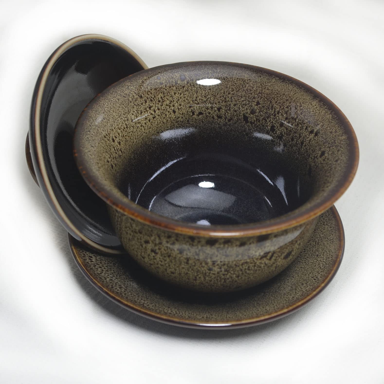 Color-Glazed Porcelain Gaiwan - 5.6oz Traditional Tea Bowl with Lid & Saucer