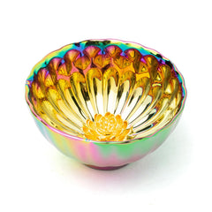 Golden Lotus Jianzhan Tea Cup - 5oz Silver Inlaid Ceramic Cha Wan