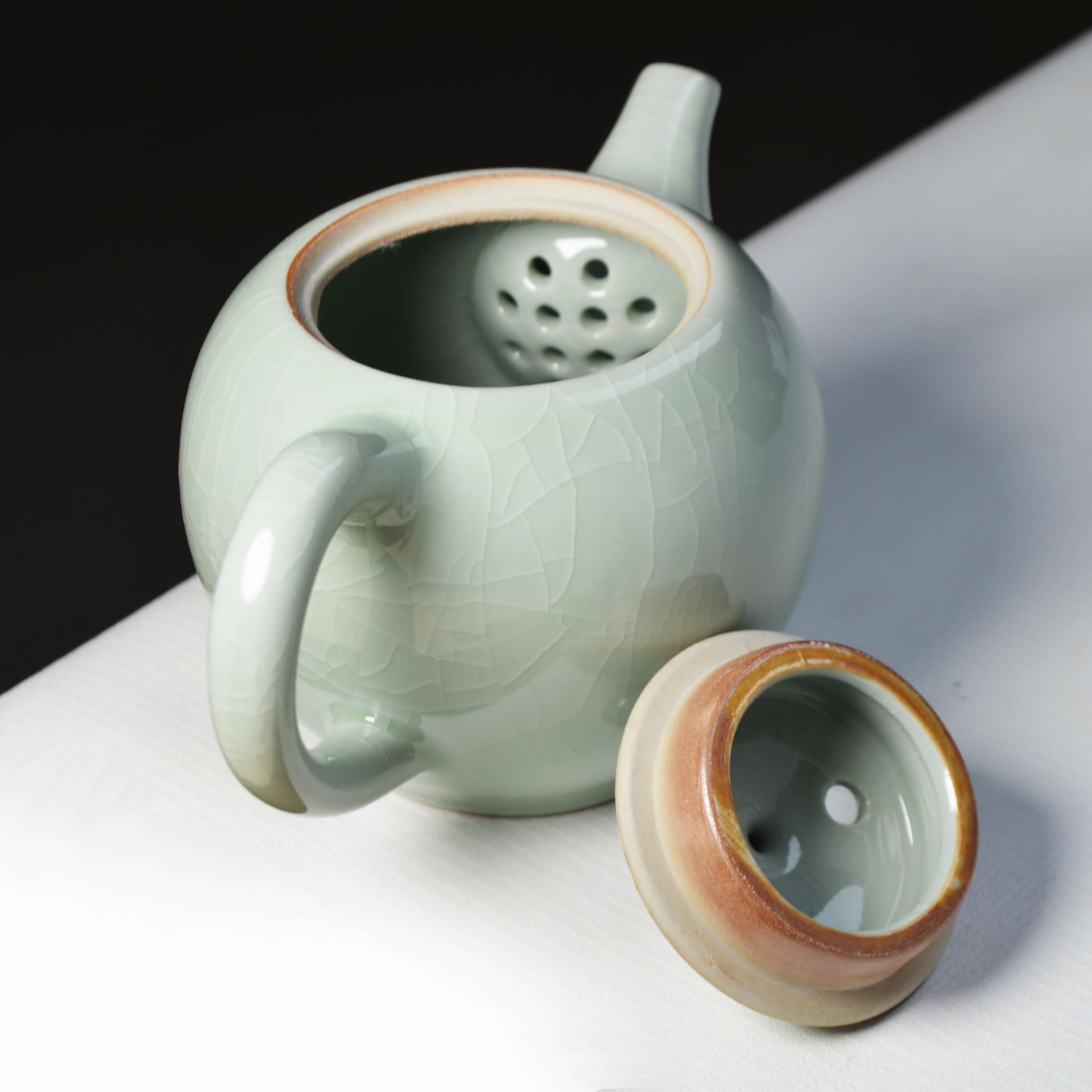 Ice Crackle Glaze Ceramic Teapot - 9oz Traditional Porcelain Teapot