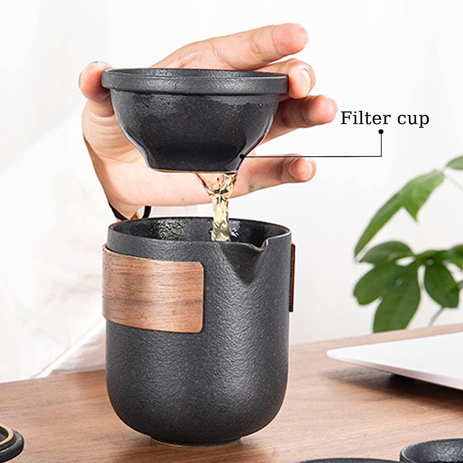 Classic Travel Gongfu Tea Set - Portable Ceramic Pot with 4 Cups & Carry Bag