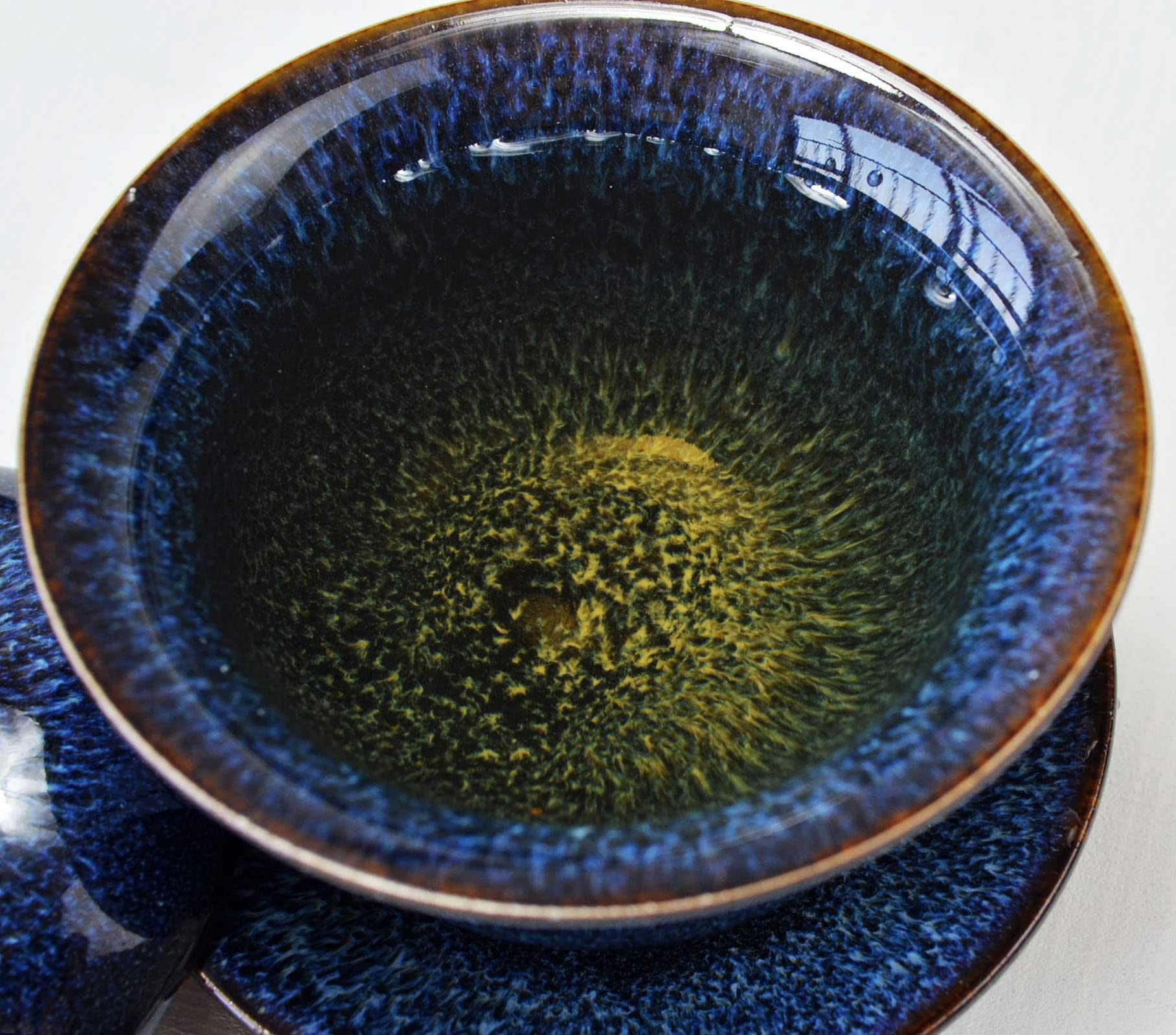 Color-Glazed Porcelain Gaiwan - 5.6oz Traditional Tea Bowl with Lid & Saucer