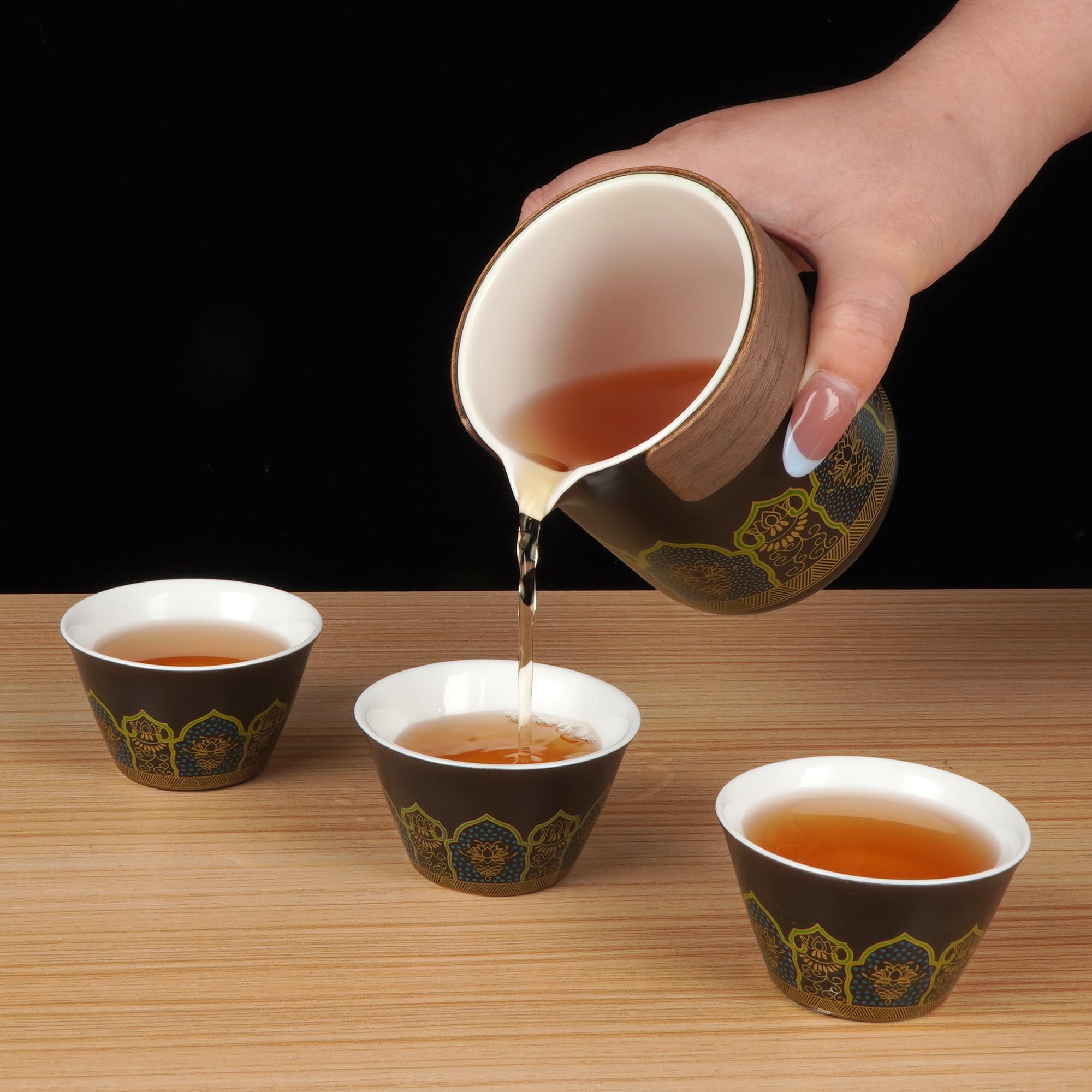Lotus Travel Tea Set - 5-Piece Ceramic Kit in Leather Case